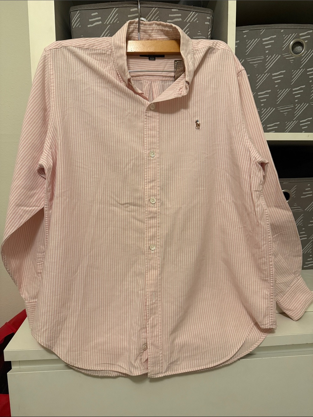 Ralph Lauren Pink and White Pinstripe Button-Down Shirt